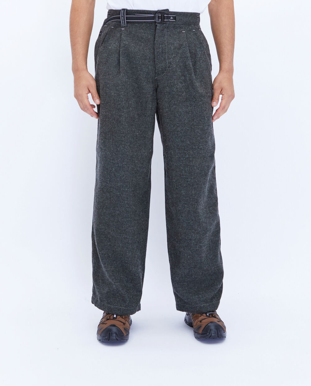 AND WANDER REWOOL TWEED WIDE PANTS