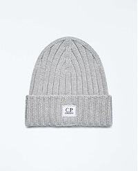 C.P. COMPANY EXTRAFINE MERINO WOOL LOGO BEANIE
