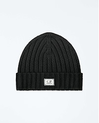 C.P. COMPANY EXTRAFINE MERINO WOOL LOGO BEANIE