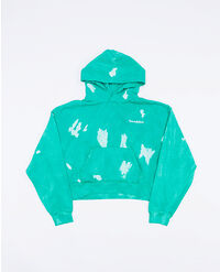 SPORTY & RICH SERIF LOGO EMBROIDERED TIE DYE CROPPED HOODIE