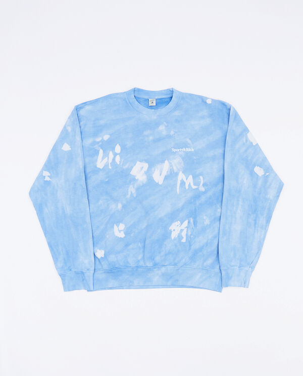 SPORTY & RICH SERIF LOGO EMBROIDERED TIE DYE CREWNECK | Outdoor at ka